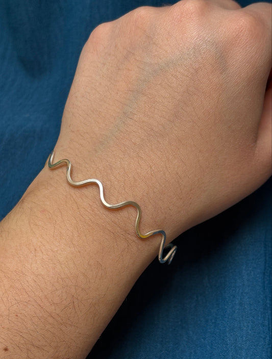 Wavy hammered cuff