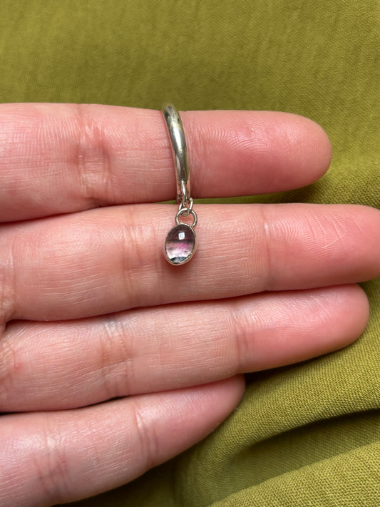 Watermelon tourmaline charm ring size L