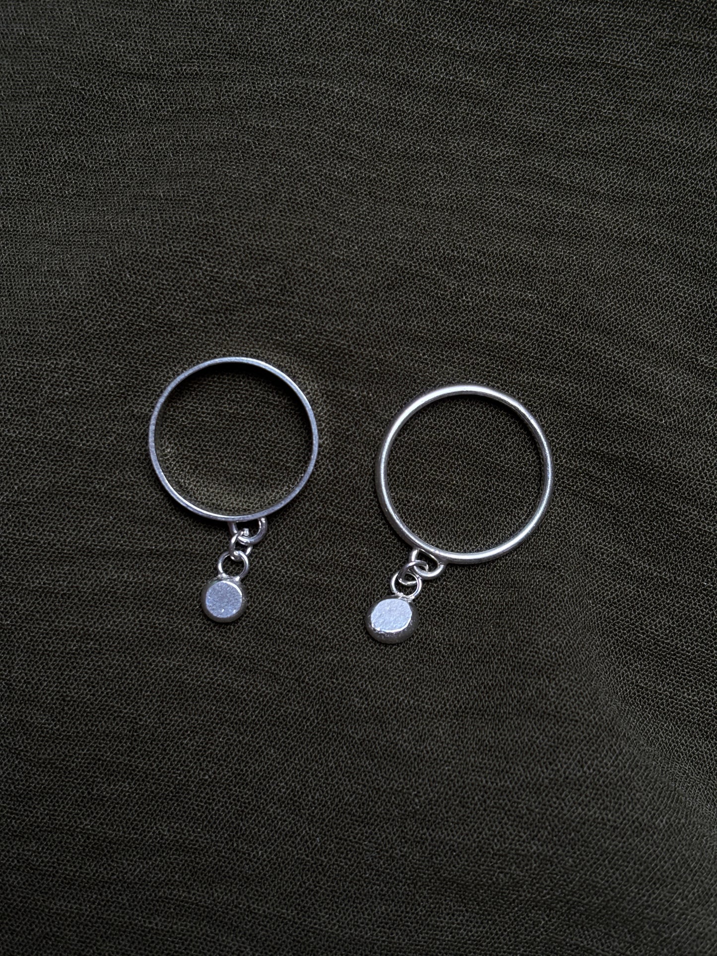 Initial pebble charm ring