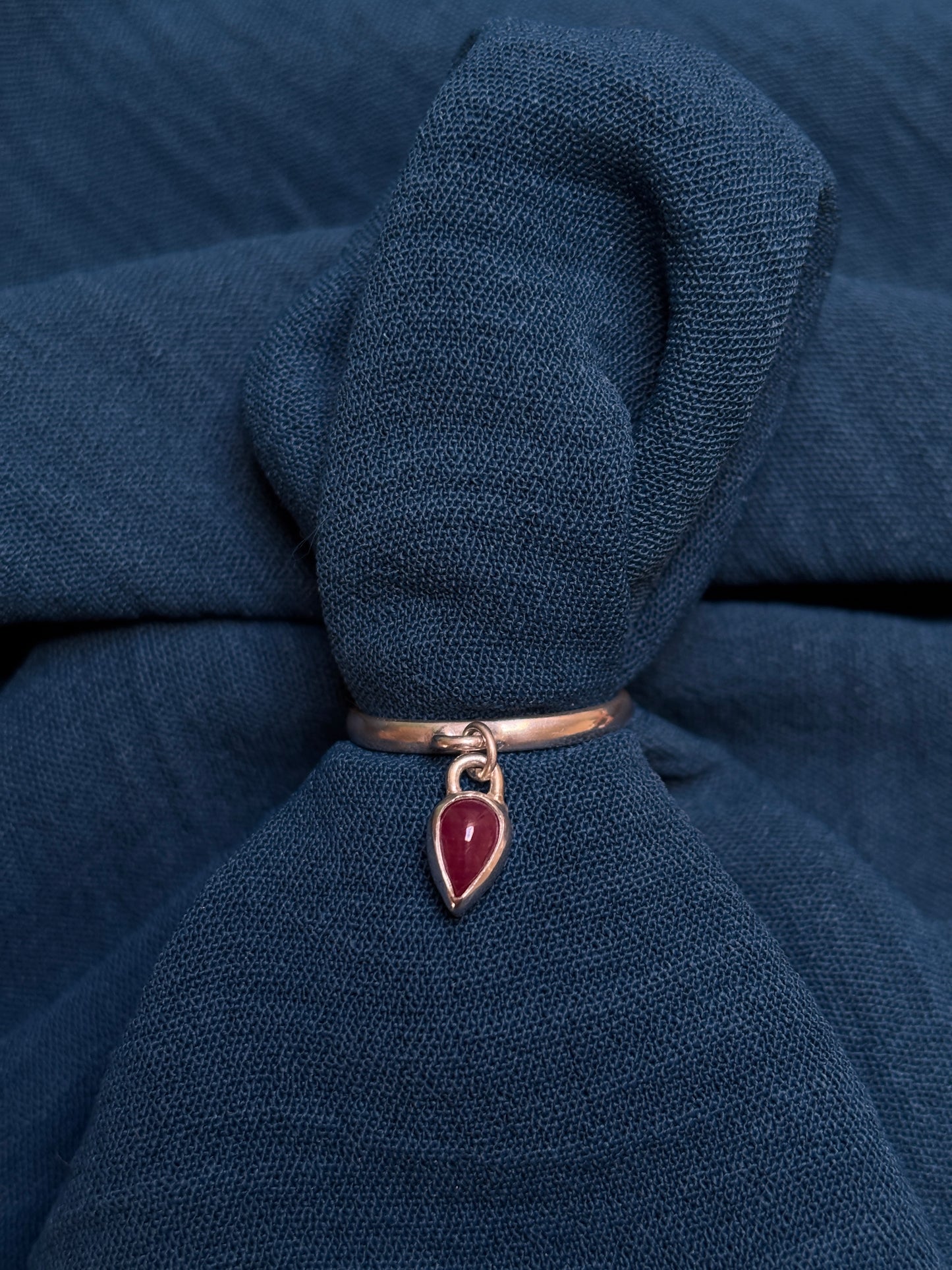 Sapphire charm ring- size P