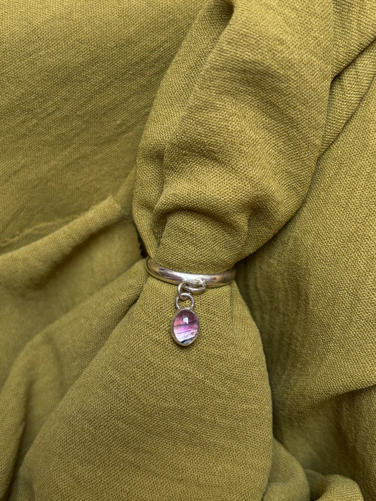 Watermelon tourmaline charm ring size L
