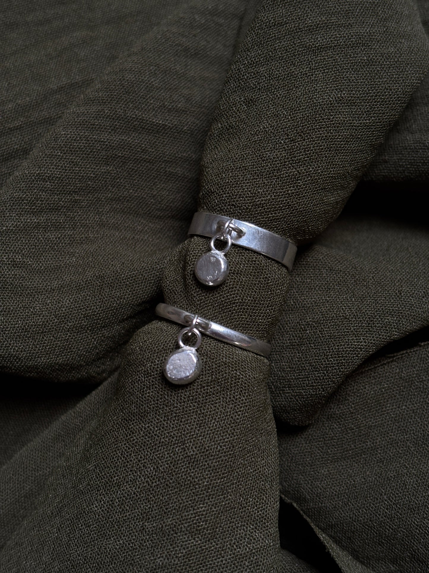 Initial pebble charm ring