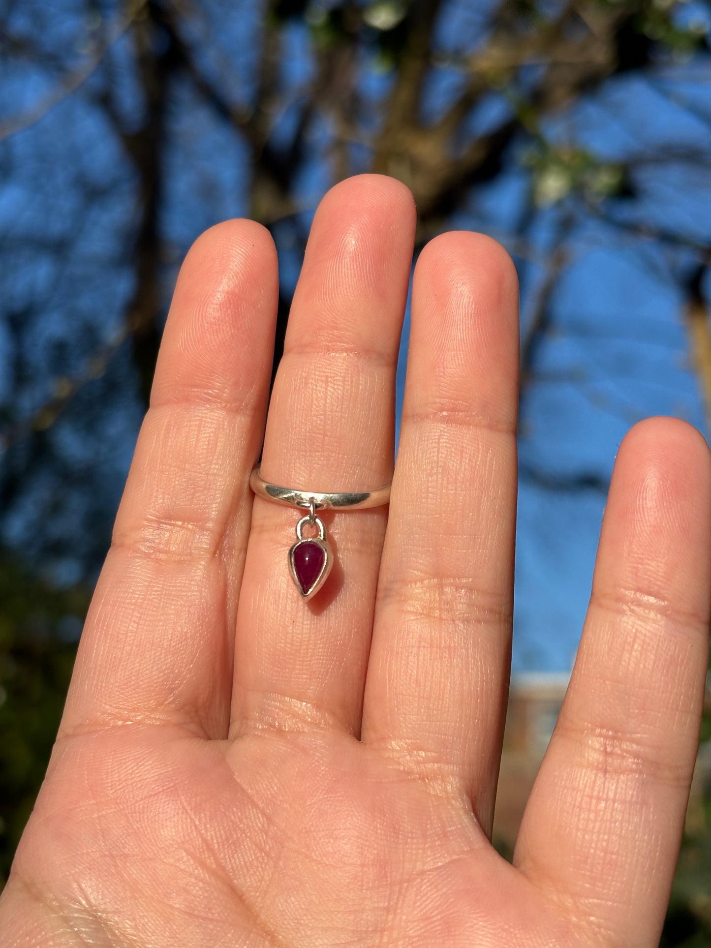 Sapphire charm ring- size P